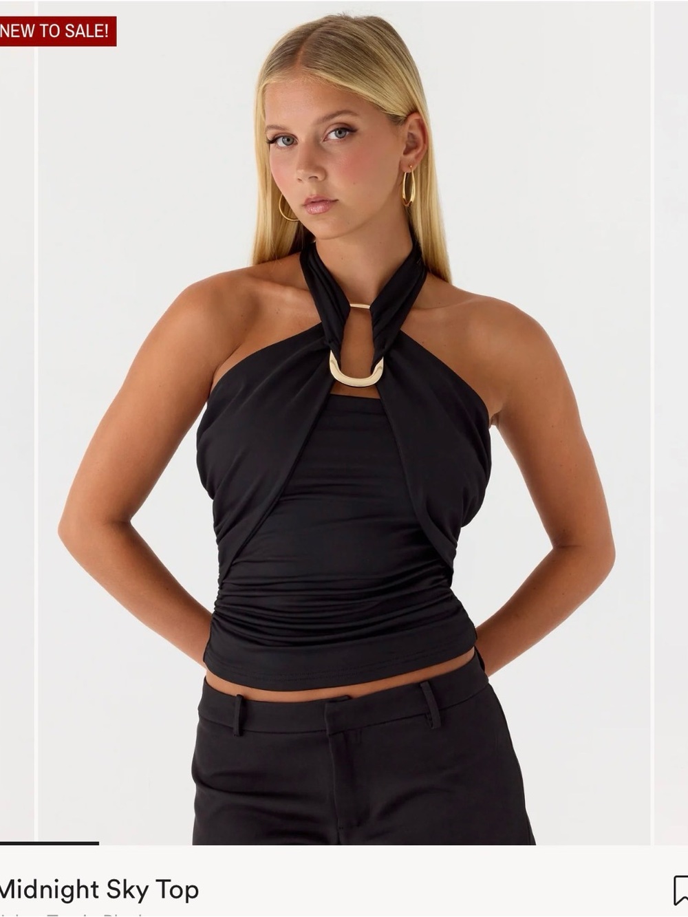 Pepper Mayo Midnight Sky Halter Top in Black